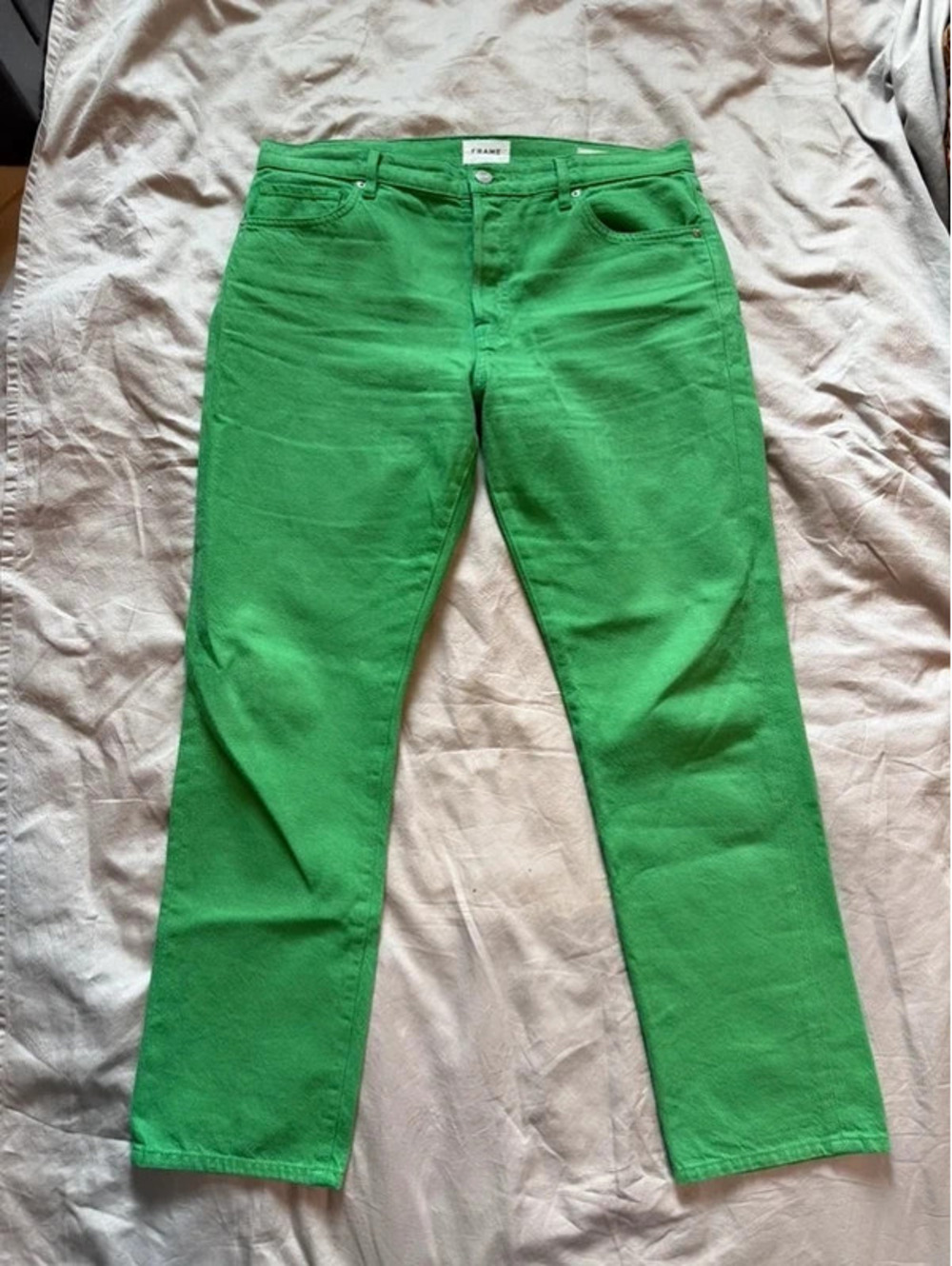 Frame Le Slouch Kelly Green Jeans 29 Button Fly Dopamine Premium Denim Relaxed